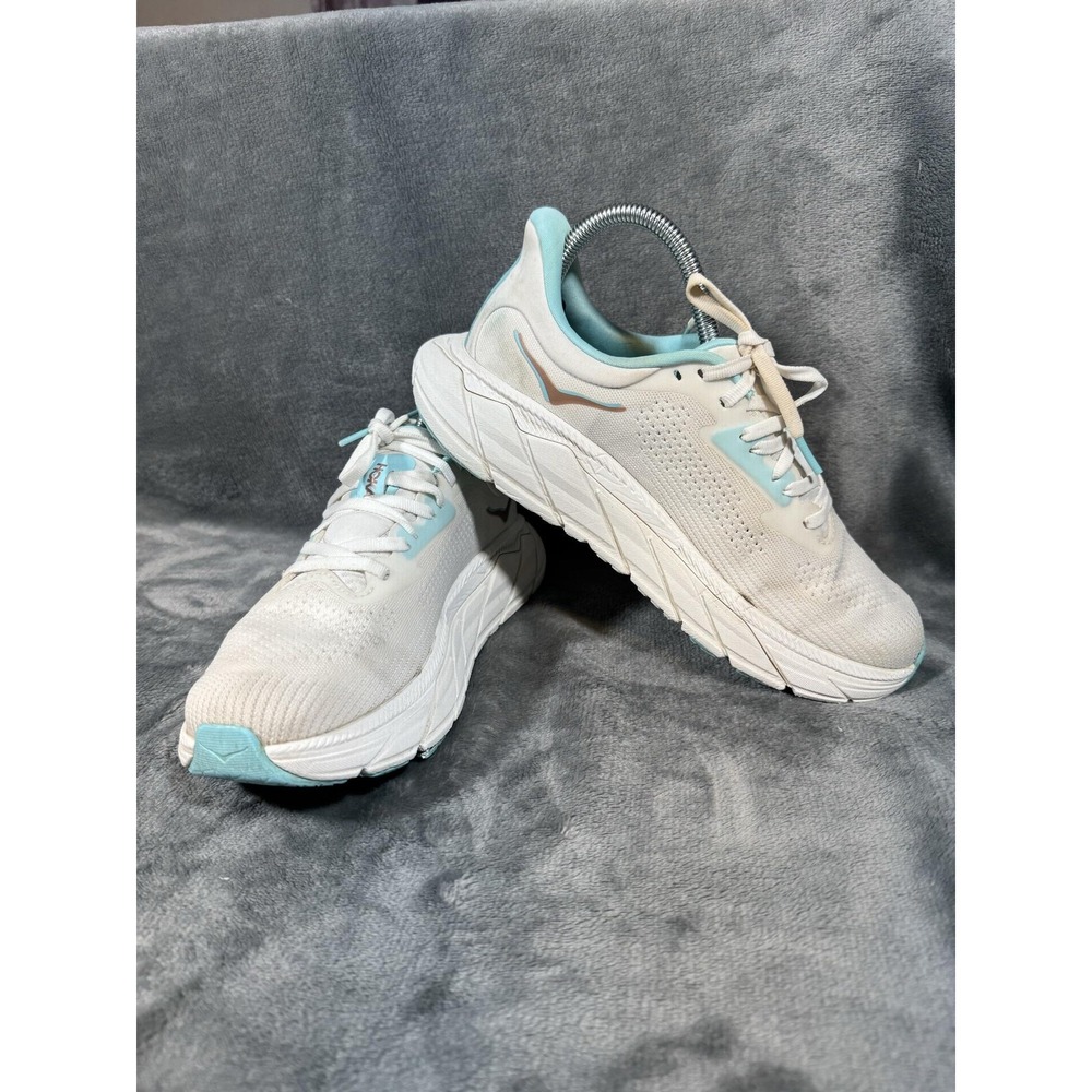 Hoka One One Arahi 7 Shoes Womens Size 7.5 White Blue Running Sneakers 1147851